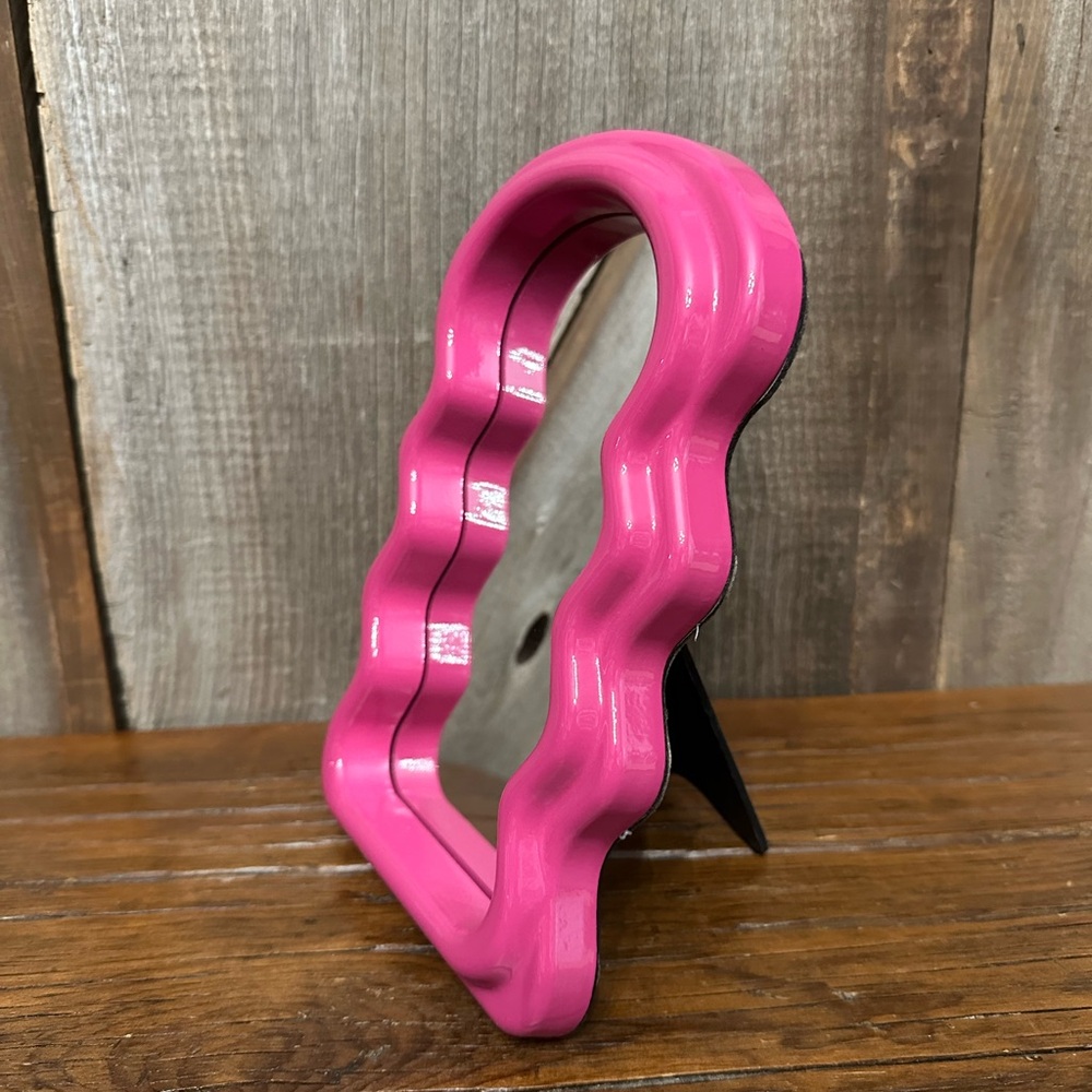 Scalloped Mirror in Hot Pink Wall Hanging or Tabletop - Picture 4 of 13